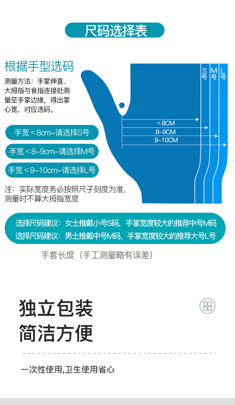 一次性使用醫(yī)用手套規(guī)格尺寸